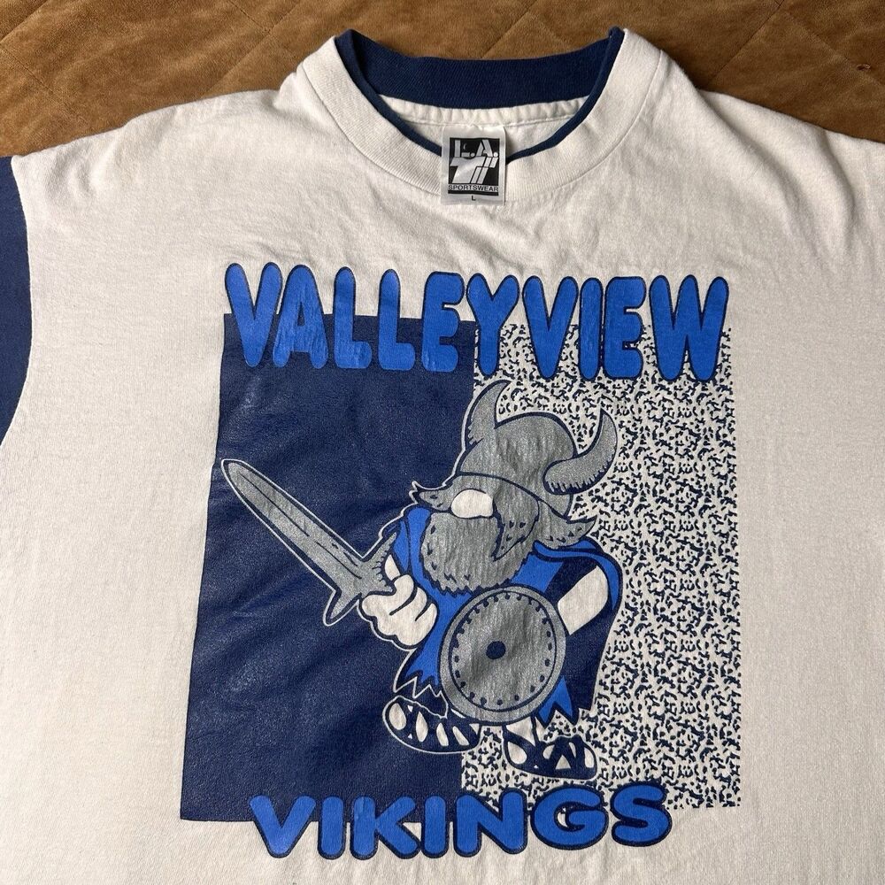 Vintage T Shirt Mens Large Single Stitch Valley View Vikings LA Sportswear